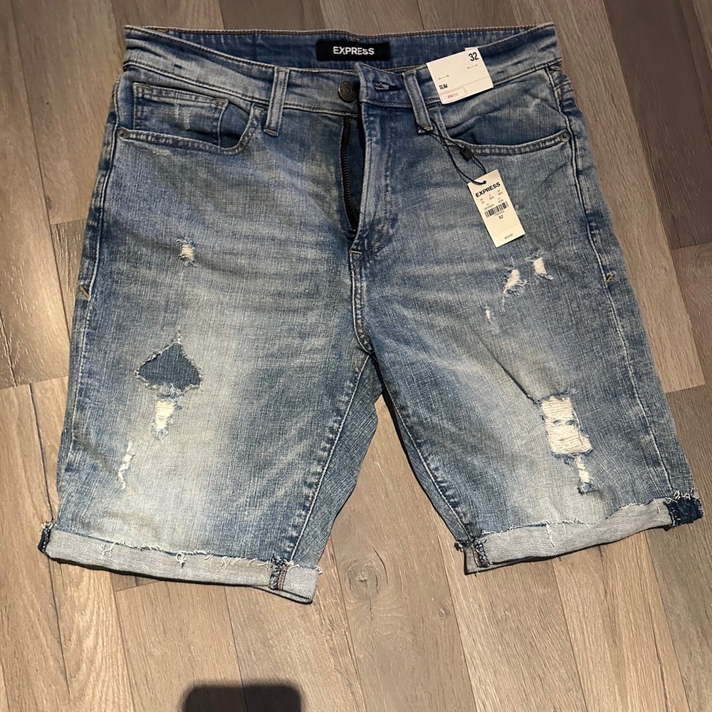 Express Men's Blue Denim Shorts